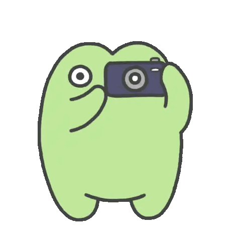 Green Cartoon Taking Selfie Sticker