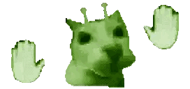 Green Cat Surrounded By Green Hands Sticker