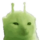 Green Cat With Antennas Sticker