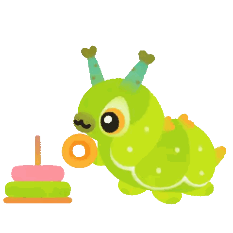 Green Caterpillar Eating Donut Sticker