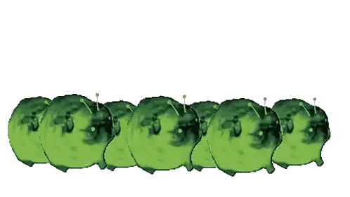Green Caterpillars Lined Up Sticker