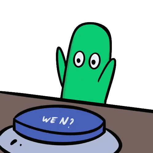 Green Character Pressing We N Button Sticker