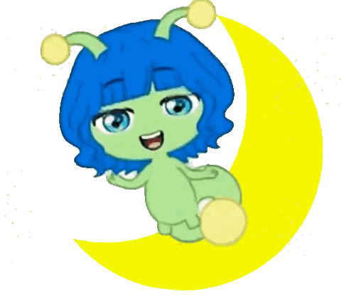Green Character With Blue Hair Sitting Sticker