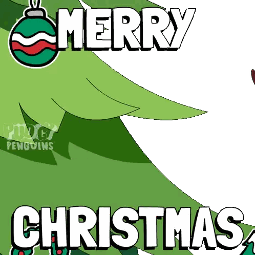 Green Christmas Tree Merry Christmas Sticker
