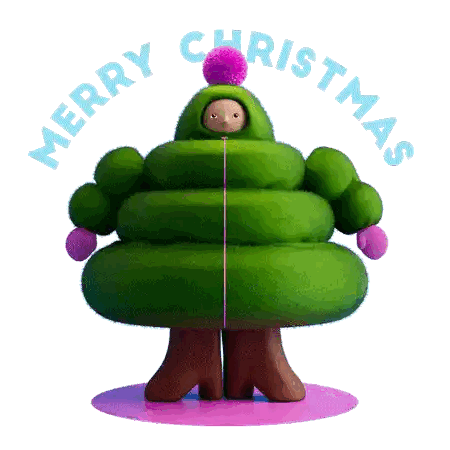 Green Christmas Tree Merry Christmas Sticker