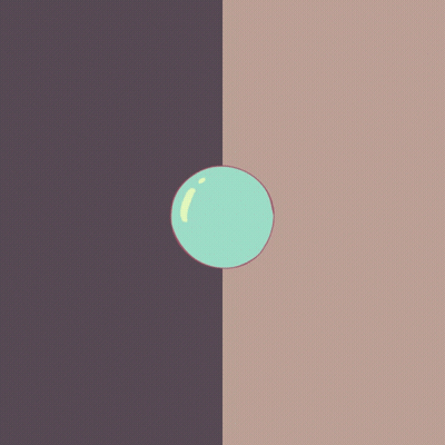 Green Circle With Yellow Stripe On Purple And Brown Background GIF