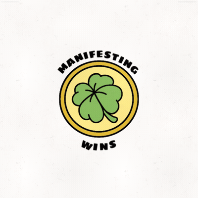 Green Clover In Yellow Circle Manifesting Wins GIF