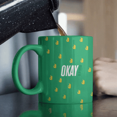 Green Coffee Mug Saying Okay GIF