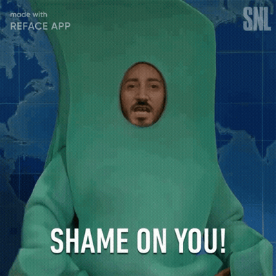 Green Costume Man Hole Head Shame On You GIF
