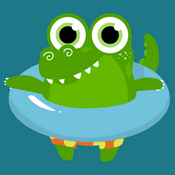 Green Crocodile On The Floaties GIF