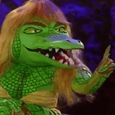 Green Crocodile With Long Hair GIF
