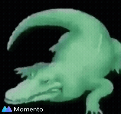 Green Crocodile With Momento Logo GIF
