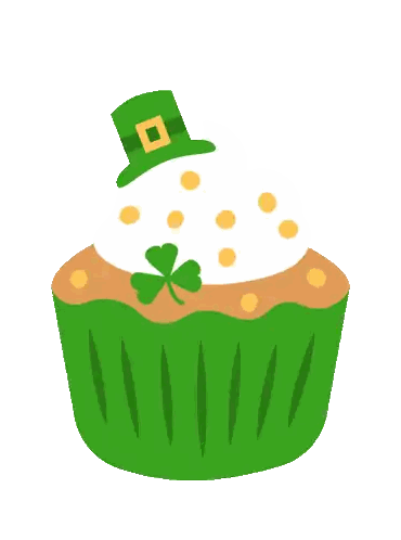 Green Cupcake With Leprechaun Hat And Clover Sticker