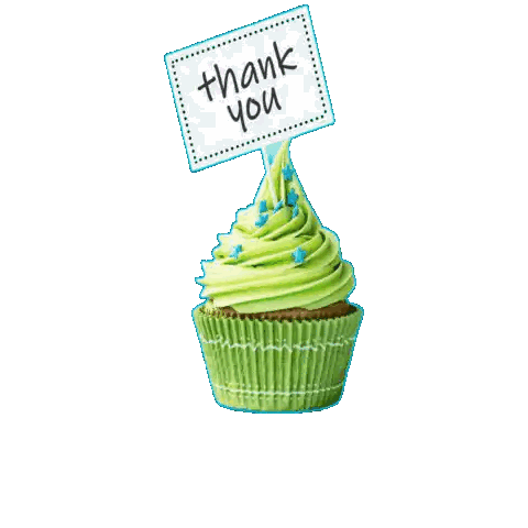 Green Cupcake With Thank You Sign Sticker