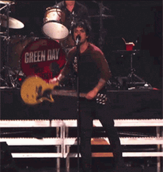 Green Day Billie Joe Slamming Guitar GIF