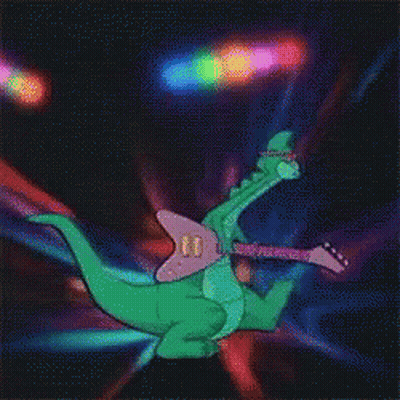 Green Dinosaur Playing Guitar With Number 10 GIF