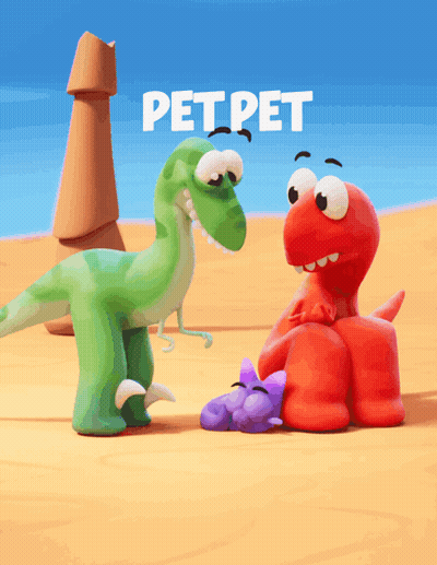 Green Dinosaur With Red And Purple Dinosaur Petpet GIF