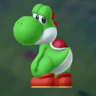 Green Dinosaur With Red Shell On Yellow Block GIF