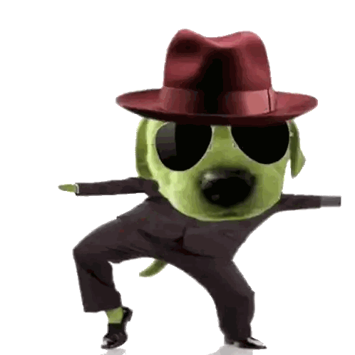 Green Dog Dancing With Red Hat And Sunglasses Sticker