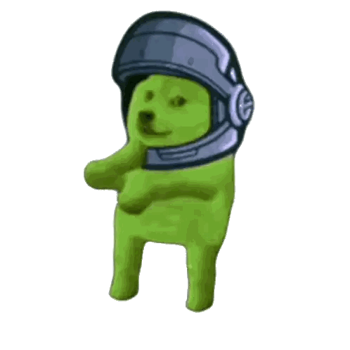 Green Dog Wearing Helmet And Headphones Sticker