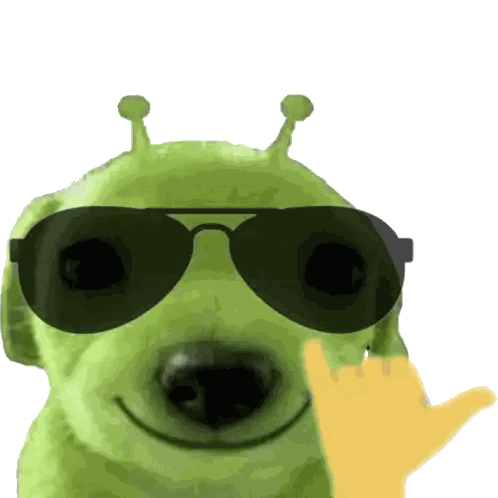 Green Dog Wearing Sunglasses Sticker