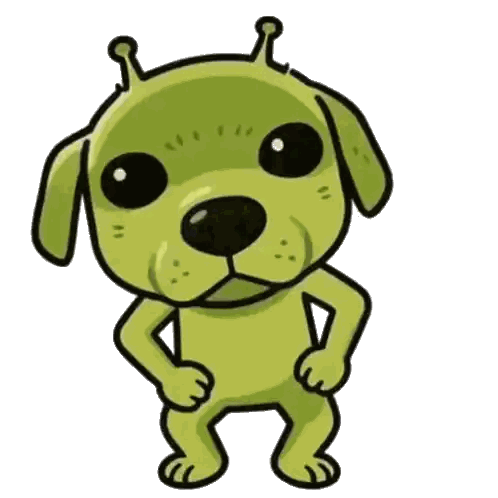 Green Dog With Antennas Sticker
