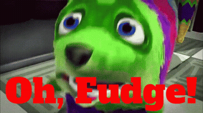 Green Dog With Blue Eyes Oh Fudge GIF