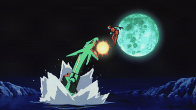 Green Dragon Flying Behind Full Moon GIF