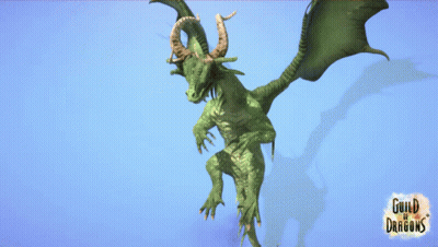 Green Dragon Flying With Guild Of Dragons GIF