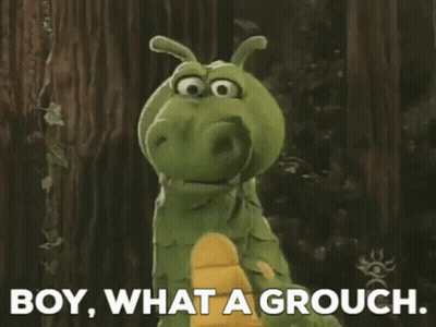 Green Dragon Puppet Saying Boy What A Grouch GIF