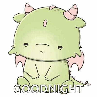Green Dragon With Horns Saying Goodnight
