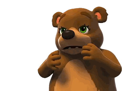 Green-Eyed Bear Covering Mouth Sticker