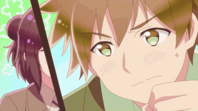 Green-Eyed Boy And Purple-Haired Girl GIF