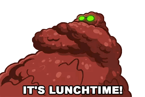 Green Eyes Cartoon With Its Lunchtime Sticker