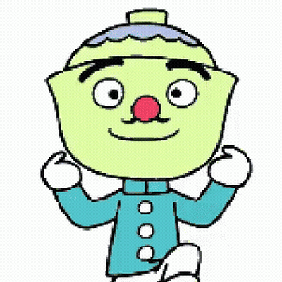 Green Face Red Nose Cartoon Character Blue Jacket Hat GIF