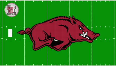 Green Football Field With Hawg Talk Podcast Logo GIF