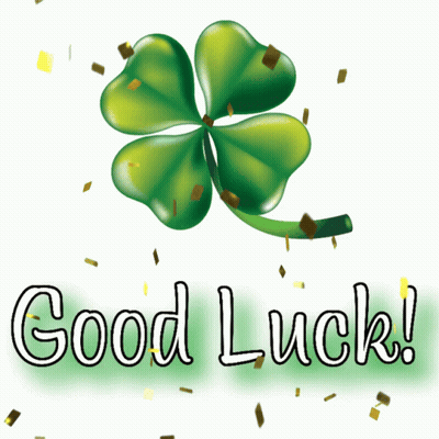 Green Four Leaf Clover Saying Good Luck GIF