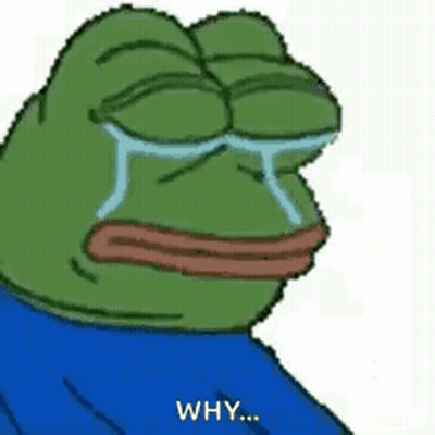 Green Frog Crying With Tears In Blue Shirt GIF