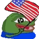 Green Frog Holding American Flag Sticker