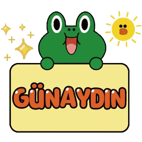 Green Frog Holding Gunaydin Sign Sticker