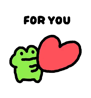 Green Frog Holding Red Heart Saying For You Sticker