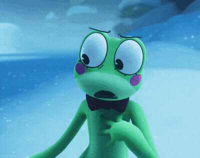Green Frog In Bow Tie Looking GIF