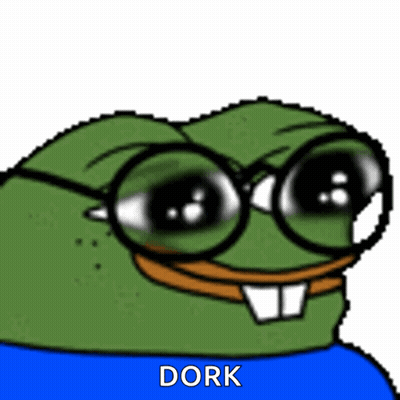 Green Frog In Glasses And Blue Shirt Saying Dork GIF