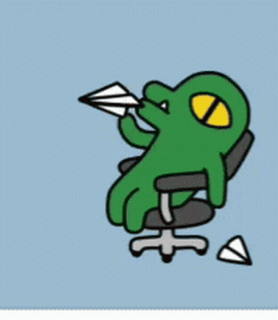 Green Frog In Office Chair GIF