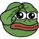 Green Frog Saluting With Hand On Face Sticker