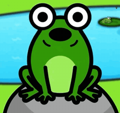 Green Frog Wearing Glasses Sitting On Rock GIF