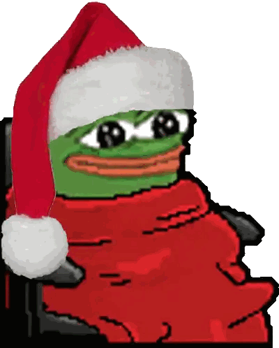 Green Frog Wearing Santa Hat Pixel Art Sticker