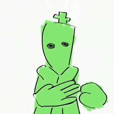 Green Frog With Cross On Head GIF