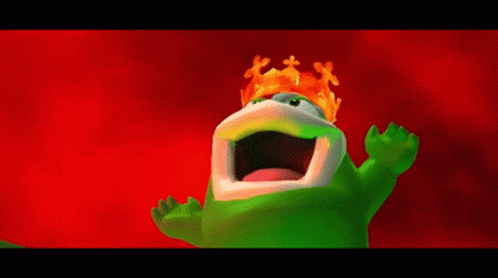 Green Frog With Crown Screaming GIF