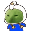 Green Frog With Duck On Head In Blue Shirt Sticker